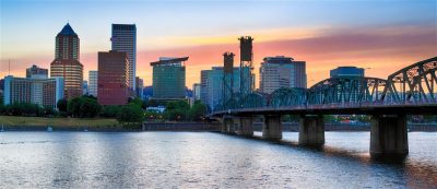 View of Portland and Hawthorne Bridge